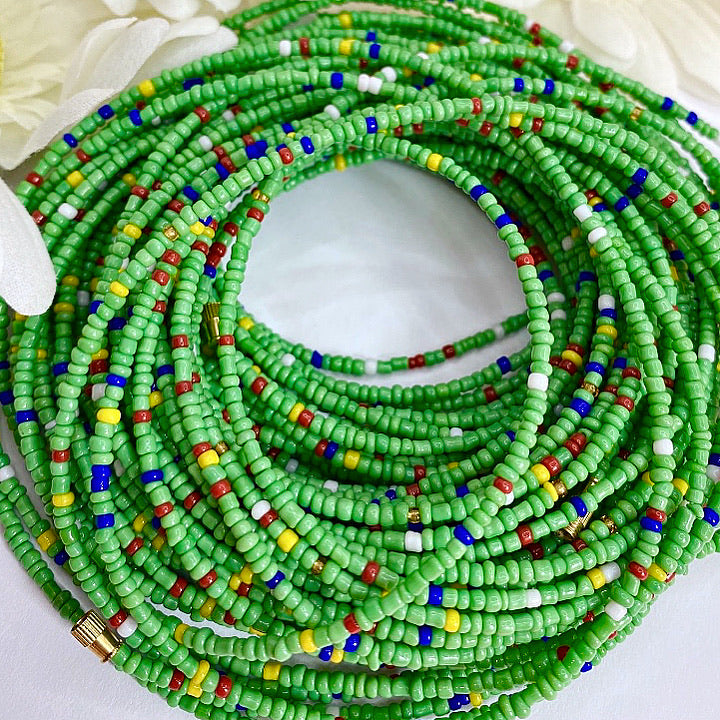 Green With Multi Color Screw On Waistbead